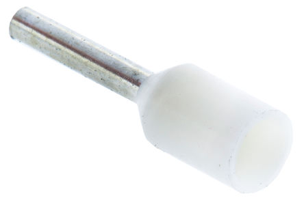 RS Pro Insulated Crimp Bootlace Ferrule 8mm Pin Length, 0.75 mm² Wire Size, White